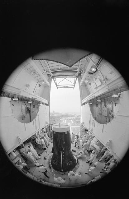 NASA image: GT-9 - PRELAUNCH - FISH EYE - ATOP WHITE ROOM