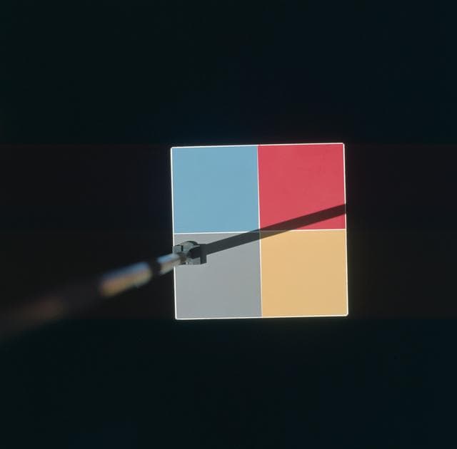 NASA image: Photograph of MSC-8 color patch outside spacecraft during docking