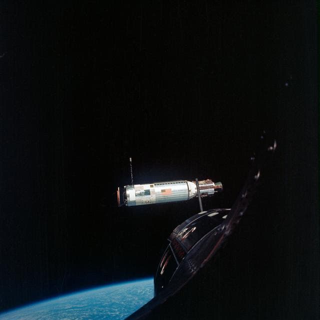NASA image: Agena Target Docking Vehicle photographed from Gemini 10 spacecraft