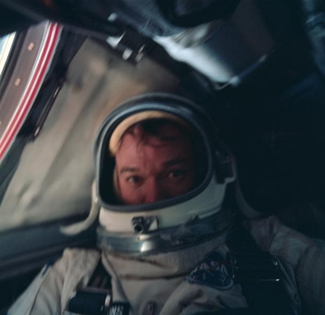 NASA image: Astronaut Michael Collins photographed inside spacecraft during mission