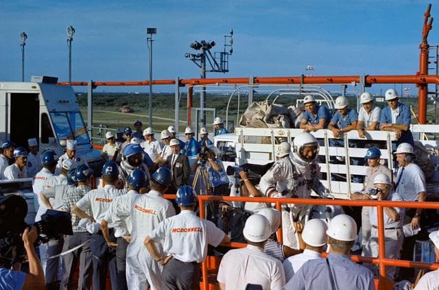 NASA image: GEMINI-TITAN (GT)-11 - PRELAUNCH COUNTDOWN - ASTRONAUTS GORDON AND CONRAD - CAPE