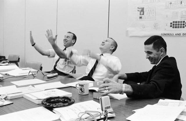 NASA image: Apollo 8 crew participate in technical debriefing at MSC