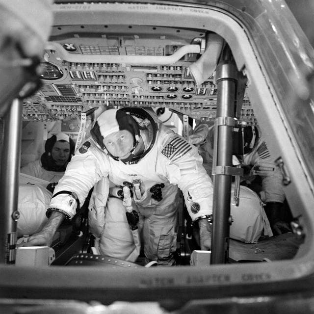 NASA image: Apollo 15 Crewmen - Apollo 15 Command Module (C/M) - Simulation - KSC