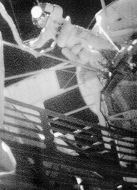 NASA image: Astronaut Jack Lousma seen outside Skylab space station during EVA