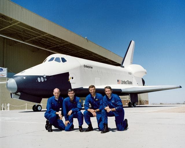 NASA image: APPROACH AND LANDING TEST (ALT) - ASTRONAUT HAISE, FRED W., JR. - SHUTTLE - ROLLOUT - CA