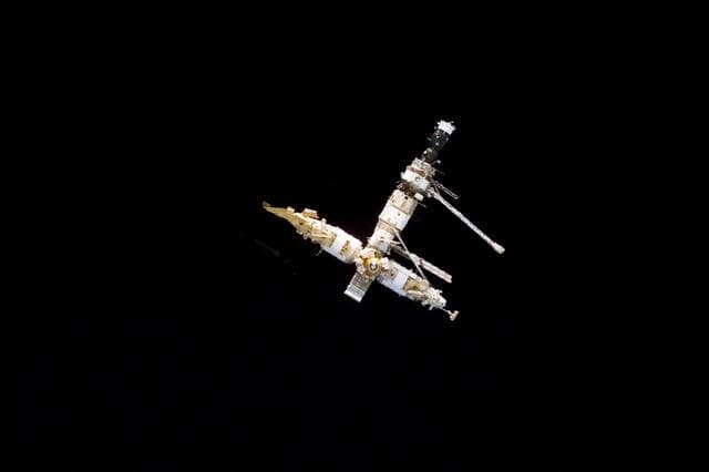 NASA image: Full view of Mir Space Station prior to docking