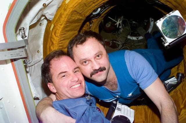 NASA image: Hatch closing between Mir and Shuttle