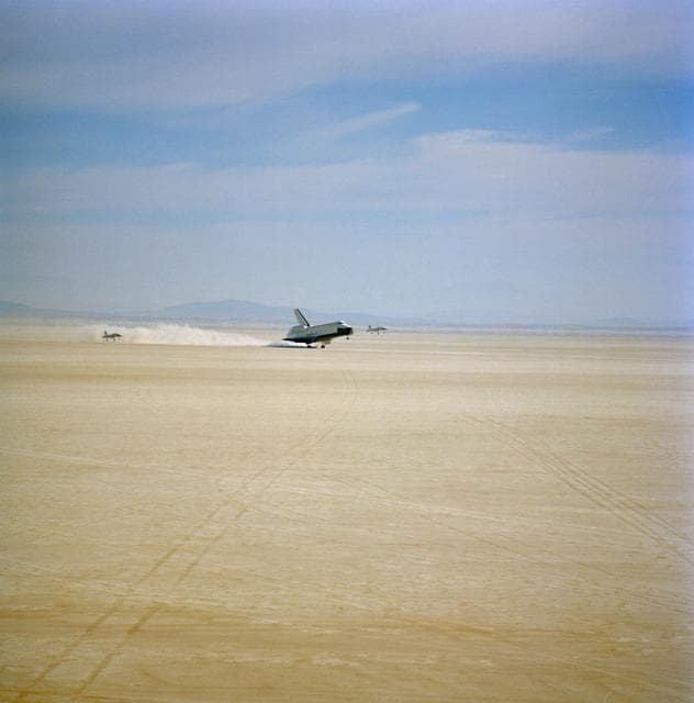 NASA image: Shuttle Orbiter "Enterprise" lands at Edwards AFB after second ALT