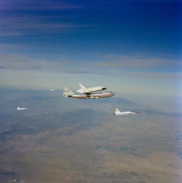 NASA image: Orbiter "Enterprise" rides "piggy-back" atop NASA 747 carrier