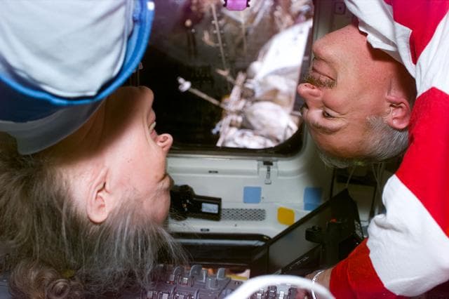 NASA image: Mission commander Readdy and astronaut Lucid on aft flight deck