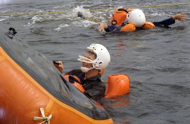 NASA image: Astronaut Claude Nicollier in water egress training