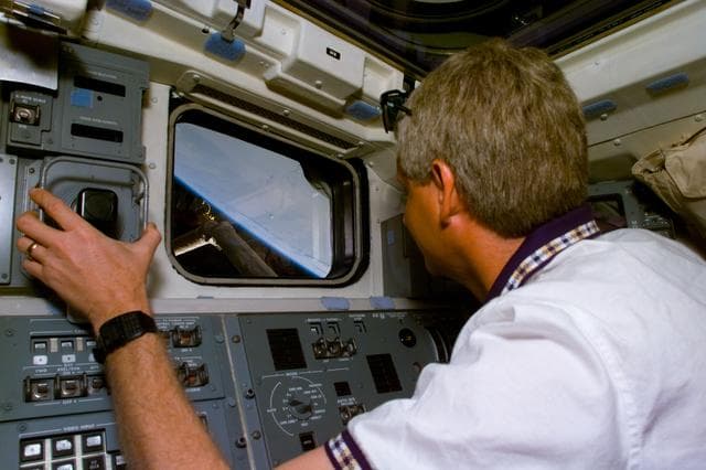 NASA image: Checkout activity on the Remote Manipulator System (RMS) arm