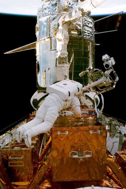 NASA image: EVA 1 activity on Flight Day 4 to service the Hubble Space Telescope