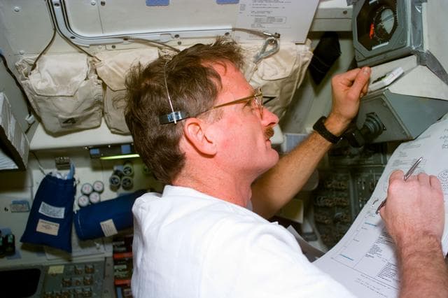 NASA image: Flight deck activity during EVA 3 on Flight Day 6