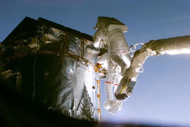 NASA image: EVA 4 activity on Flight Day 7 to service the Hubble Space Telescope