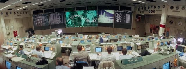NASA image: View of mission control during the EVA by McCandless