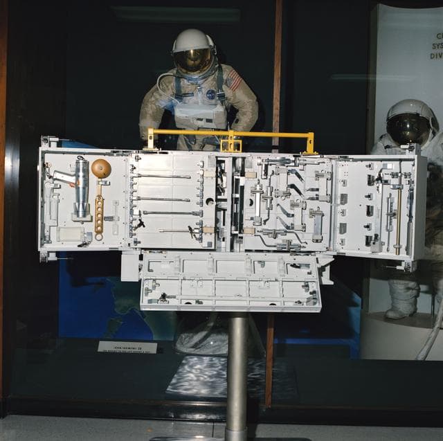 NASA image: Hubble Space Telescope Toolbox and Tools in the Lobby of JSC Building 7A