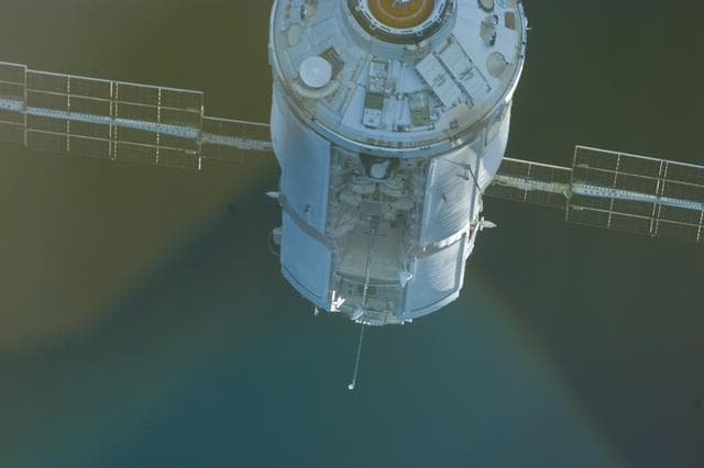 NASA image: View of the FGB prior to rendezvous and grapple