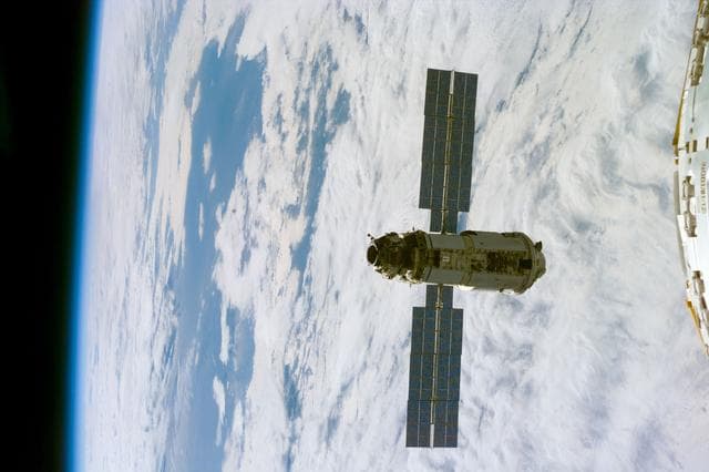 NASA image: View of the FGB prior to rendezvous and grapple