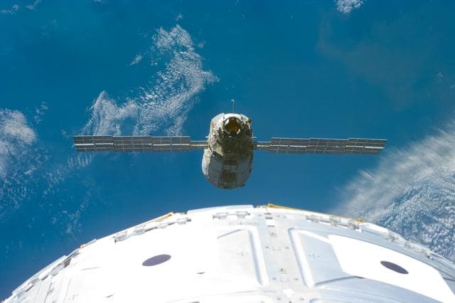 NASA image: View of the FGB prior to rendezvous and grapple