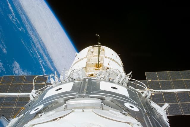 NASA image: View of the ISS stack in the Endeavour's payload bay
