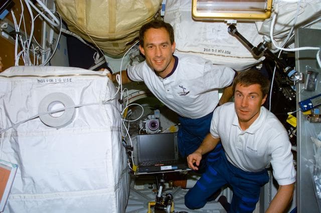 NASA image: Newman and Krikalev on middeck