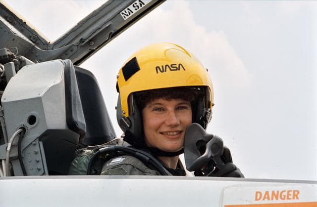 NASA image: ASCAN Helms sits in T-38A cockpit and prepares for Ellington Field training