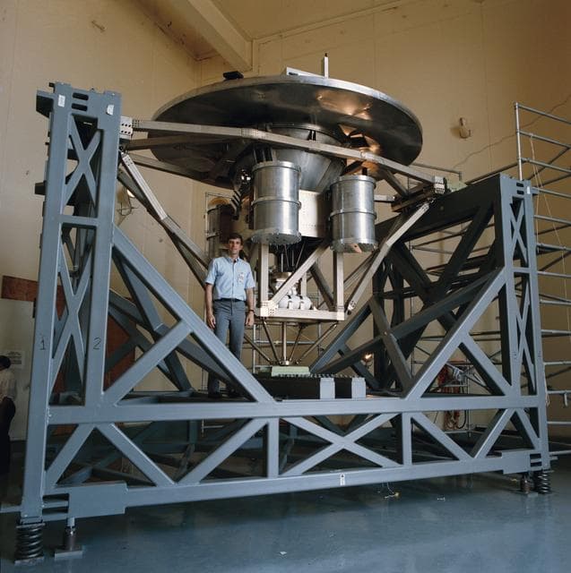 NASA image: Wake Shield Facility Modal Survey Test in Vibration Acoustic Test Facility