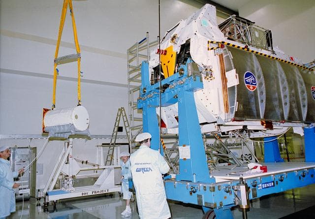 NASA image: STS-46 EURECA spacecraft during processing at Astrotech Space Operation