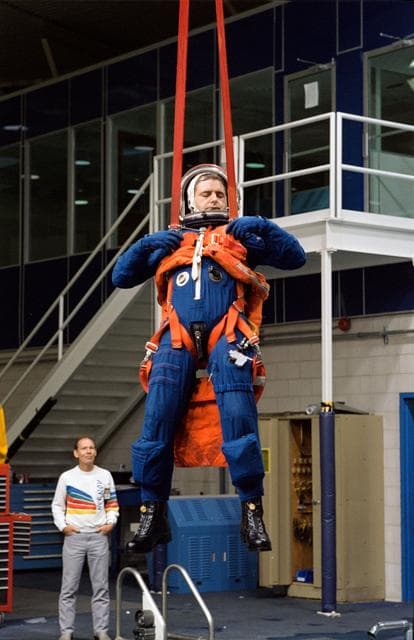 NASA image: Canadian astronaut Marc Garneau during emergency bailout training