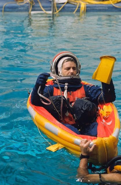 NASA image: Canadian astronaut Marc Garneau during emergency bailout training