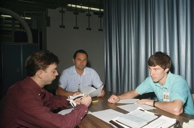 NASA image: STS-60 cosmonauts participate in mission training activities