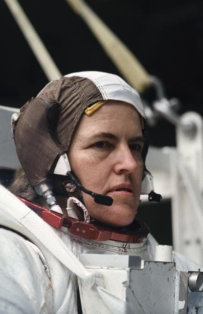 NASA image: Astronaut Shannon Lucid in training for contingency EVA for STS-58 in WETF