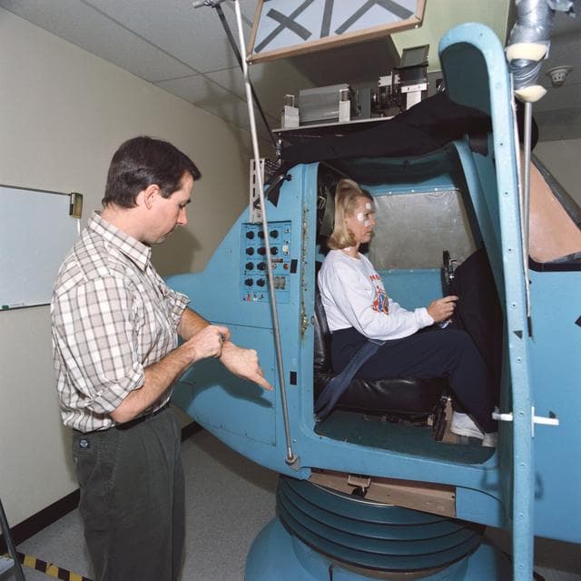 NASA image: STS-58 crewmembers participate in baseline data collection