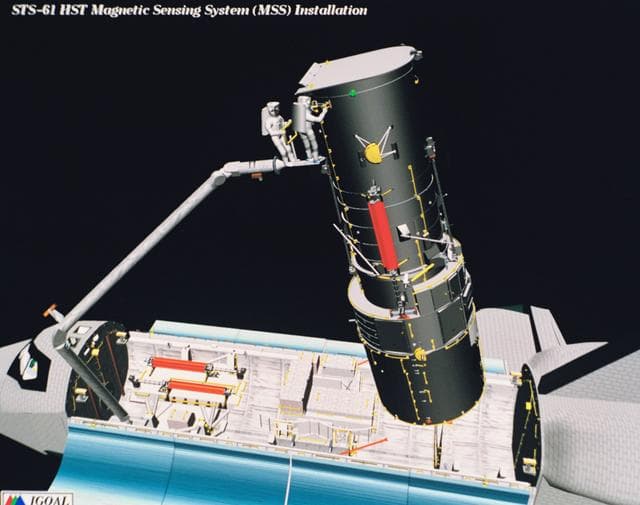 NASA image: Computer-generated scenes depicting the HST capture and EVA repair mission