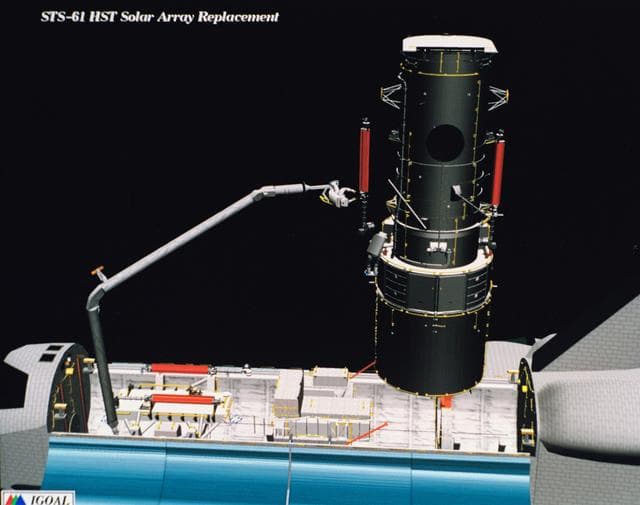 NASA image: Computer-generated scenes depicting the HST capture and EVA repair mission