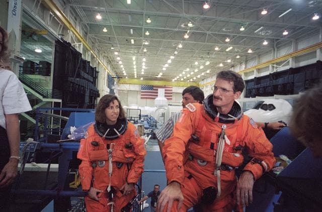 NASA image: Astronauts Ochoa and Tanner during egress training