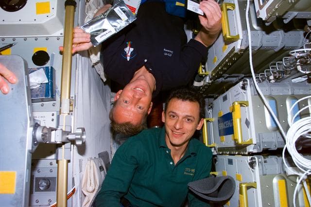 NASA image: Lindsey and Duque in Spacehab