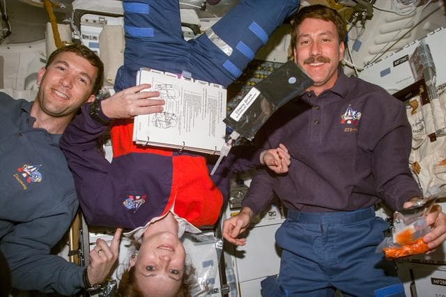 NASA image: Rick Husband, Tamara Jernigan and Kent Rominger on the middeck