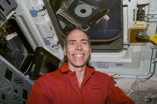NASA image: Daniel Barry on aft flight deck