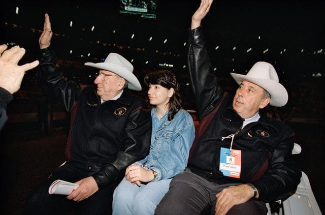 NASA image: George Abbey and Vladimir Utkin in the Rodeo Parade