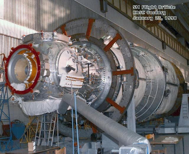 NASA image: Art concept, line drawing and Service Module of the ISS
