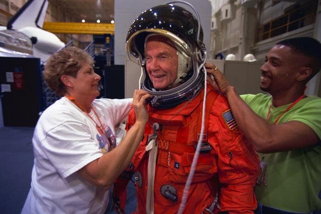 NASA image: John Glenn during preflight training for STS-95