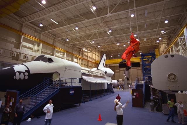 NASA image: John Glenn during preflight training for STS-95