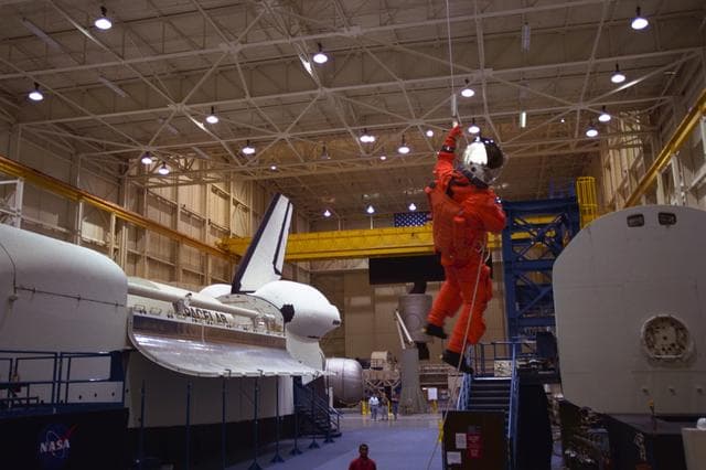 NASA image: John Glenn during preflight training for STS-95