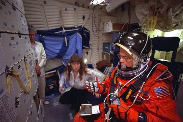 NASA image: John Glenn during preflight training for STS-95