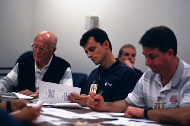 NASA image: John Glenn during preflight training for STS-95