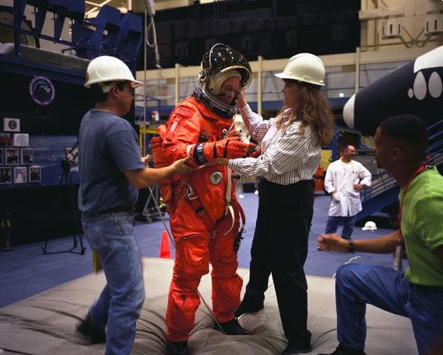 NASA image: John Glenn during preflight training for STS-95