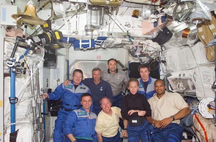 NASA image: STS-98 and Expedition One portrait aboard ISS