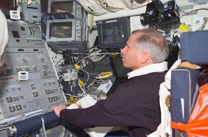 NASA image: CDR Cockrell on aft flight deck